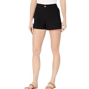 Roxy High Waist Shorts M Black Cotton Linen Resort 5-Pocket Style BNWT
